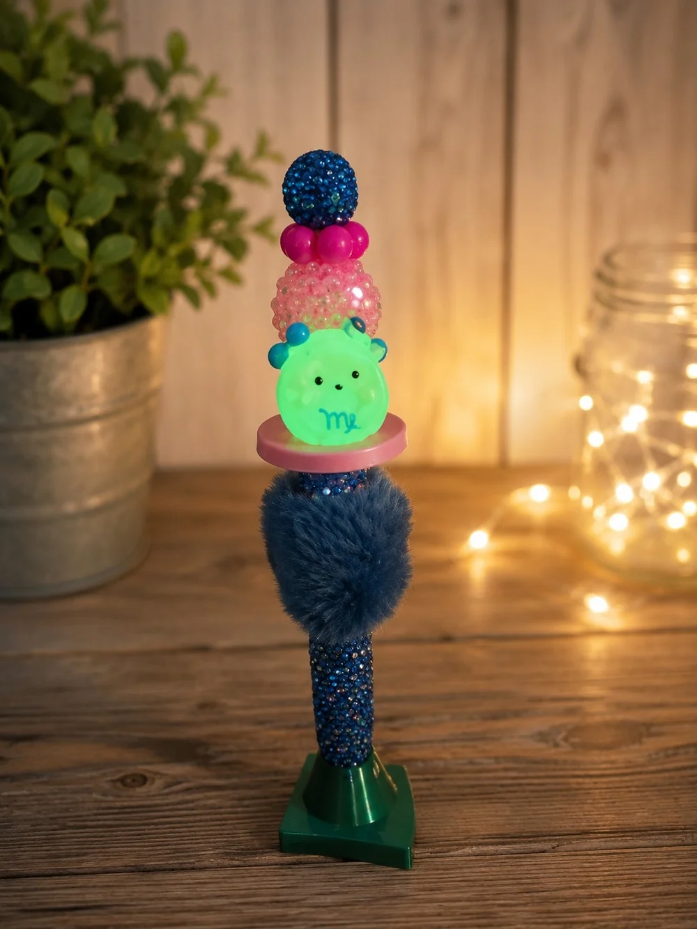 Kids Plush & Beaded Light-Up Wand - Green and Blue